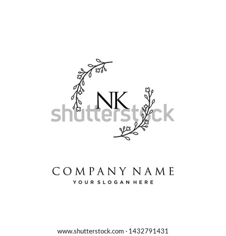 initials letter NK handwriting logo vector template