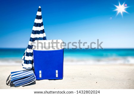 Summer beach background and blue sea landscape. Free space for your decoration. 