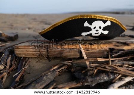 pirate hat on the beach, costume hat for children