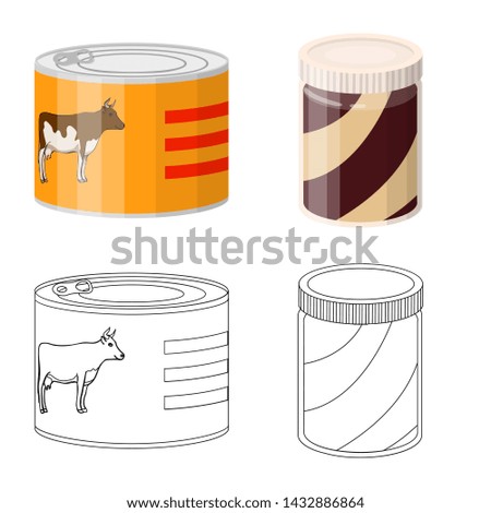 bitmap design of can and food symbol. Set of can and package stock symbol for web.