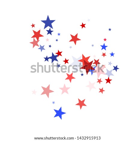 American Independence Day red blue white stars vector backgound. USA flag colors minimal fourth of july wallpaper. Flying stars confetti american symbols. Independence day celebration graphics.