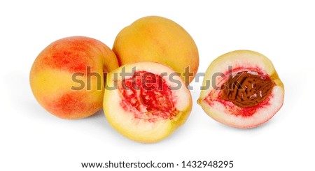 Soft pink yellow peach isolated on white background. Full depth of field.