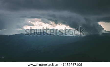 Amazing storm on the blue mountain chain