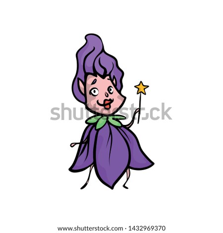 Cute violet hair fairy tale with star magic stick
