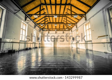 Old black ballet hall floor Royalty-Free Stock Photo #143299987