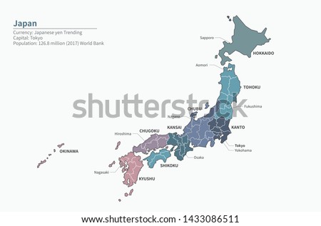 vector sculpture map of japan  Royalty-Free Stock Photo #1433086511