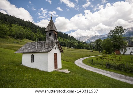 typical bavarian church in the alps