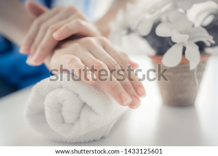 Woman's hand prepare for spa treatment service