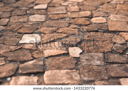 Floor or walkway covered with bricks.