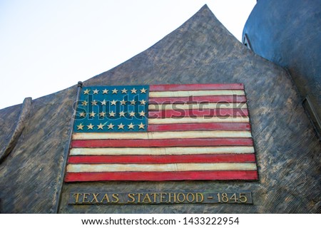 United States of the America flag memorial celebrating the annexation of Texas into USA territory in 1845