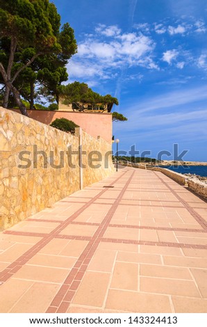 Coast sea promenade walking area, Cala Ratjada, Son Moll, Majorca island