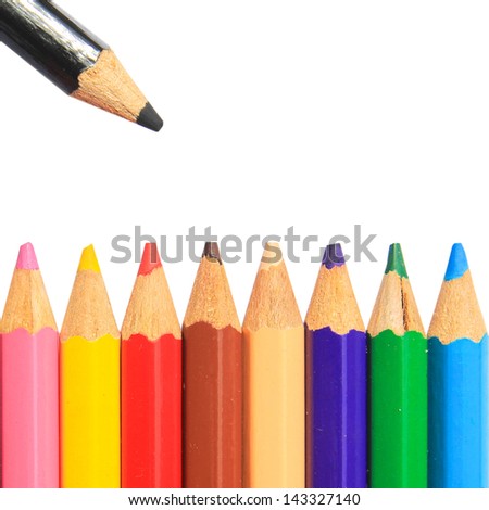 pastel colorful pencil on white color paper background