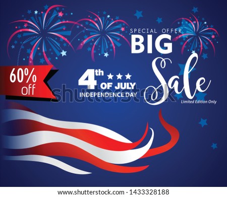 Happy Independence Day USA  background - 4th of July USA independence day celebration vector illustration sale banner template design - American design