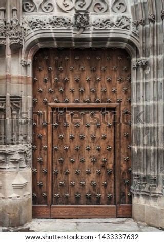 Old wooden door in a medieval building