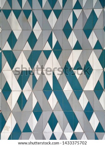 Retro Wall Pattern Decoration in Blue, Grey and White Colors.