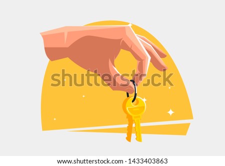 Vector illustration of a human hand holding keys