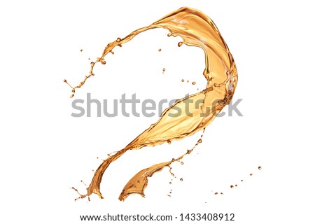 Isolated whisky color splash against white background. Royalty-Free Stock Photo #1433408912