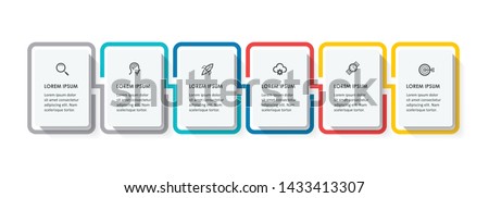 Vector Infographic label design with icons and 6 options or steps. Infographics for business concept. Can be used for presentations banner, workflow layout, process diagram, flow chart, info graph Royalty-Free Stock Photo #1433413307