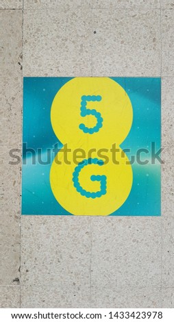 5G sign mobile network on the floor