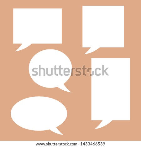 blank white speech bubbles set isolated on brown background. vector illustration
