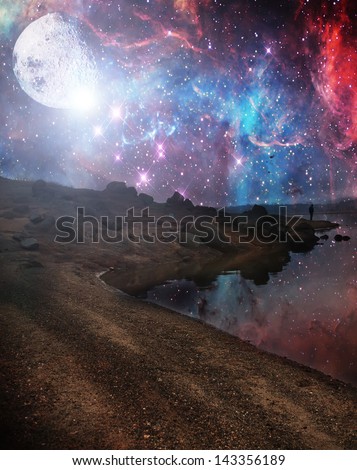 vertical abstract space landscape in other planet- elements of this image furnished by NASA