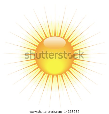 Bright glossy sun symbol with halo. Vector illustration