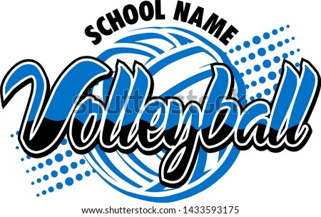 volleyball team design with ball outline and dots for school, college or league