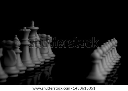 Business strategy concept. Chess strategy idea on black background. Start up business planning Strategy idea with chess game. Business winning with planning management. Win-Win Business.
