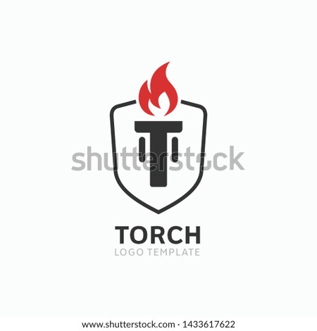 Modern torch and fire logo or icon design. Vector illustration