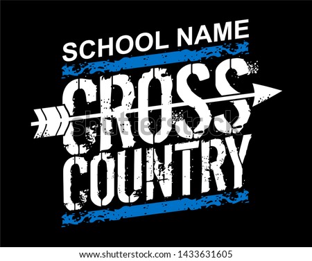 distressed school cross country team design with arrow for school, college or league