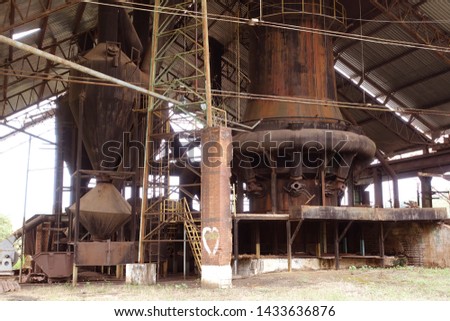 Hearth and Silos at Decaying Blast Furnace Plant.