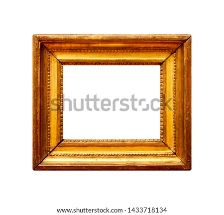 Old faded wooden frame isolated on white background