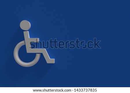 Disabled people icon,Disable parking symbol,sign on blue background,
Simple flat symbol for logo,inforgraphics,web,space provided for text, 3d rendering - illustration