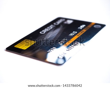 Credit card,black,yellow,glossy blue,put on a white background