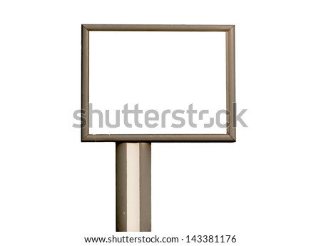 Blank street billboard isolated on white background