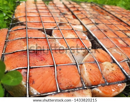 Very tasty salmon on grill.