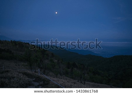 landscape in forest with full moon