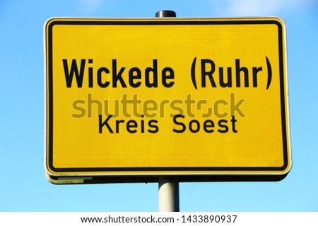 Entrance sign in the Ruhr valley in Sauerland in Germany