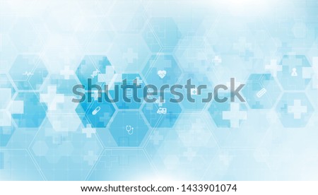 health care and science icon pattern medical innovation concept background vector design. Royalty-Free Stock Photo #1433901074