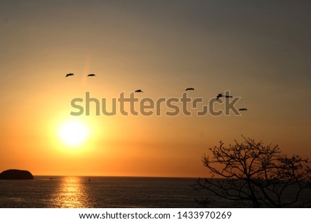 Pacific coastal sunset seen from Costa Rica