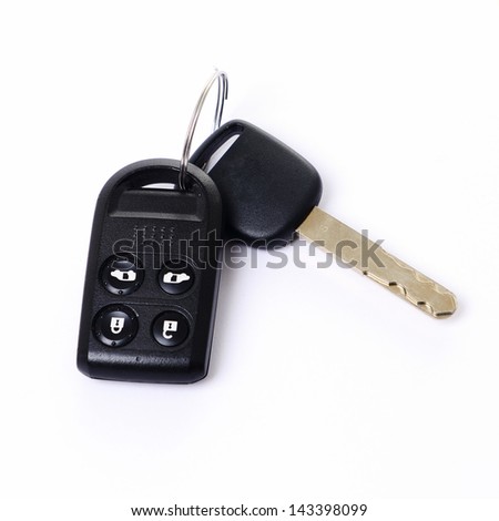 Car key with remote control on white background