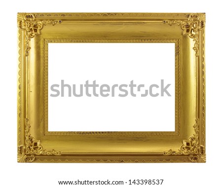 Old gold picture frames. Isolated on white background