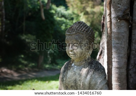 Buddha statue lanna style at park of Chiangdao cave temple  Chiangmai province Thailand