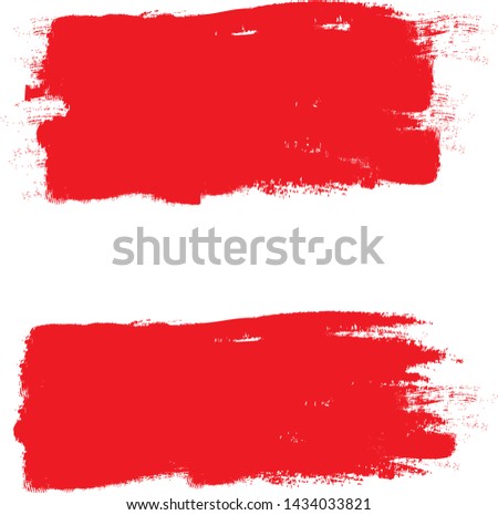 Brush stroke set isolated on white background. Brush stroke for red ink paint, grunge backdrop, dirt banner,watercolor design and dirty texture.Creative art concept, vector illustration