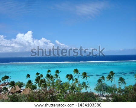 An Idyllic beach located in Tahiti. Seascape in Morea, French Polynesia.                