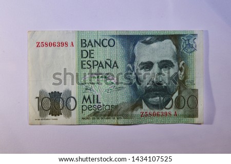               
Ticket of 1000 pesetas-Benito Pérez Galdos 1979 front                  Royalty-Free Stock Photo #1434107525
