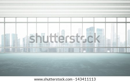 large window into white office Royalty-Free Stock Photo #143411113