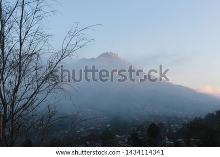 picture is view of the merapi mountain landscape took from merapi garden some of tourims place in boyolali, central java, indonesia.  