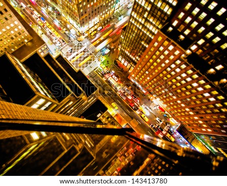 Rush hour on 42nd Street in New York City Royalty-Free Stock Photo #143413780