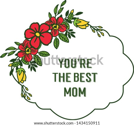 Vector illustration decorative of card best mom with cute colorful wreath frames